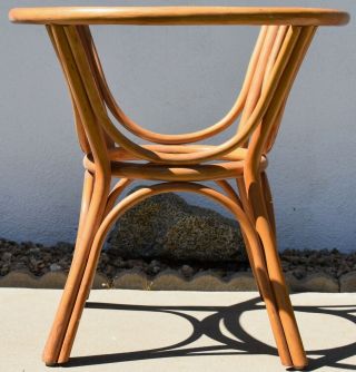 Vintage Mid Century Modern Bamboo Rattan Tiki Style Round Table w/Glass Top 2