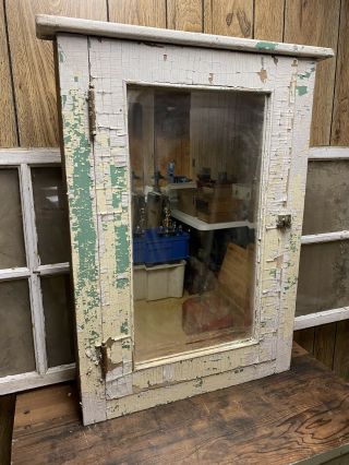 Vintage Farm House Bathroom Medicine Cabinet Mirror Wall Decor Chippy Paint