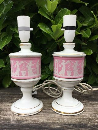 Vintage Kitsch Italian Ceramic Urn Style Bedside Table Lamps