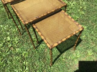 Set of 3 Vintage Faux Bamboo Nesting Tables Hollywood Regency MCM Nest 2