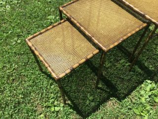 Set of 3 Vintage Faux Bamboo Nesting Tables Hollywood Regency MCM Nest 3