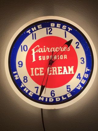 Vintage Fairacres Ice Cream Dualite Electric Light - Up Wall Clock