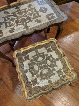 Vintage Gold Italian Florentine Nesting Tables set of 2 Made in Italy Plastic 3