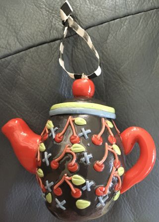 Mary Engelbreit Coffee/tea Pot Teapot Christmas Ornament Cherries Me Ink