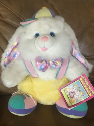 Vtg Dan Dee Pastel Rainbow Easter Bunny Rabbit Plush Hoppy Hopalong Hopster Hat