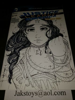 Tessa Rose Sketch Justice League Of America 11 Comic Book Wonder Woman