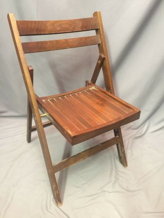Folding Wood Chair Vintage Bistro Seat Mid Century Made In Romania