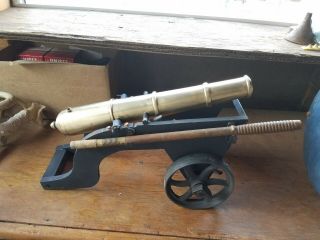 Large Brass Cannon 14 - 1/2” Long 1 - 3/4 " Bore 14 Lbs.  Black Powder Signal July 4th