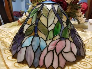 Vintage Tiffany Style Lamp Shade Multi - Color Floral