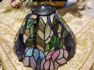 VINTAGE TIFFANY STYLE lamp SHADE MULTI - COLOR FLORAL 2