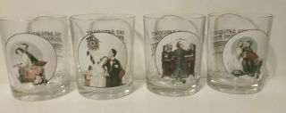 Set Of 4 Norman Rockwell Saturday Evening Post Glasses Tumblers