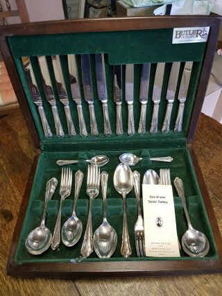 Good Vintage George Butler Of Sheffield 44 Piece Dubarry Pattern Canteen Cutlery
