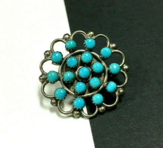 Vtg Sterling Silver Navajo Old Pawn Sleep Beauty Turquoise Brooch Pendant Xx55e