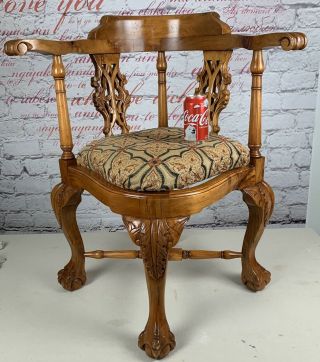 Antique Corner Chair.  Chippendale Style Ball & Mahogany Corner Chair.