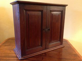 Antique Walnut Smokers Cabinet With Lock And Key Circa 1900