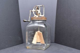 Antique Dazey Butter Churn No.  80 Wood Paddles Glass Jar 1920s Vintage
