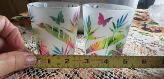 Partylite Tropical Frosted Votive Tea Light Holders Butterflies 3.  5 "