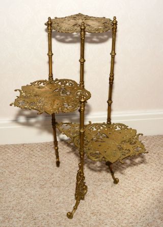 Brass Butterfly 3 Tier Table/stand - Rare 77cm High X 55cm Wide