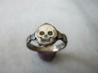 Antique Victorian Silver Memento Mori Skull Ring