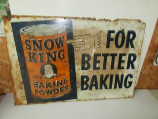 Vintage Snow King Baking Powder For Better Baking Advertising Sign,