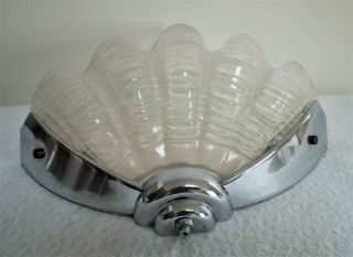 Art Deco Clam Shell Design Opaque Glass And Chrome Wall Light.