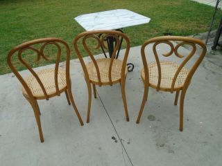 Vintage Thonet style Bentwood Bistro Dining Chairs with Cane Seats,  Set Of Three 2