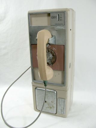 Vintage Gte Automatic Electric Rotary Pay Phone Single Coin Slot Telephone
