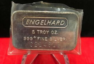 Vintage 5 Oz Ounce Engelhard Fine Silver Bar C214619