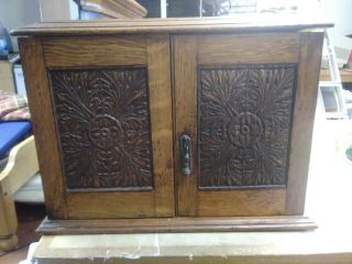 2 Edwardian Solid Oak Smokers Cabinet