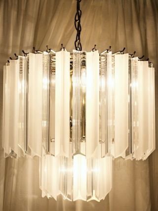 Vintage Mid Century Modern Light Fixture - Lucite Chandelier - Hollywood Regency