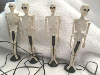Dept 56 Halloween Village Accessories " 4 Lighted Skeletons " W/ Dept.  56 Adaptor