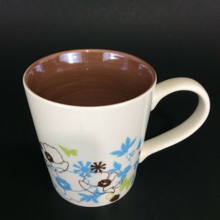 Starbucks Coffee Mug Cup Floral Butterfly Blue Green Brown 11 Oz