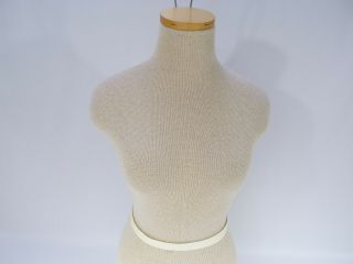 Vintage Dress Form Mannequin Female Torso Cloth Covered Foam Stable Wood Base 7