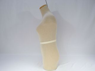 Vintage Dress Form Mannequin Female Torso Cloth Covered Foam Stable Wood Base 7 3
