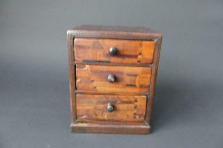 Antique Apprentice Piece Miniature Chest Of Drawers - Marquetry Door Fronts