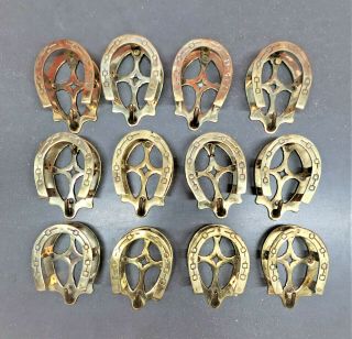 Horseshoe Design - Vintage Brass Double Horse Bridle / Lead Or Leash Holder (12)