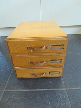 Vintage Wooden Filing Drawers Cabinet Office 3 Beech Laminate Rowi Germany