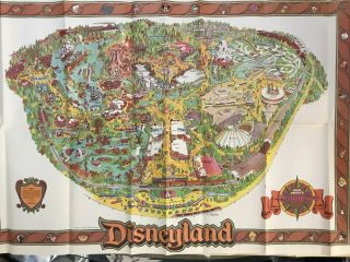 1984 Vintage Walt Disney Disneyland Park Map Poster 30 X 44 Authentic