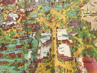 1984 Vintage Walt Disney Disneyland Park Map Poster 30 X 44 Authentic 2