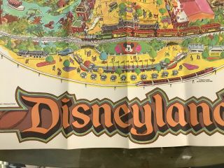 1984 Vintage Walt Disney Disneyland Park Map Poster 30 X 44 Authentic 3