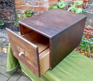 Vintage 1930s Oak Desk Top Filing Cabinet Brass Handle & Industrial Usage
