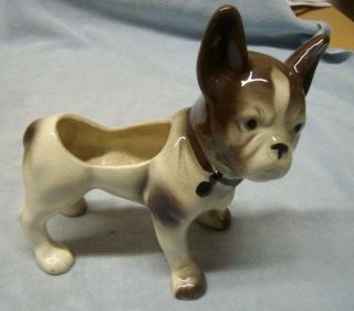 Vintage 7 " French Bulldog Boston Terrier Dog Planter Figurine