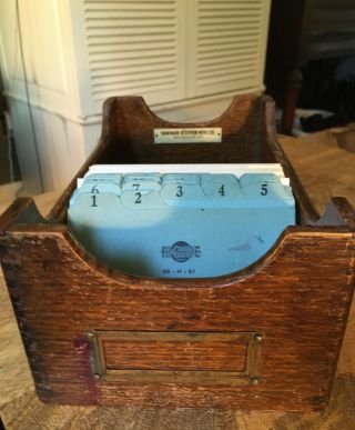 Antique Vintage Yawman & Erbe Mfg Co Wooden Dovetail File Drawer W/ Cards Wood