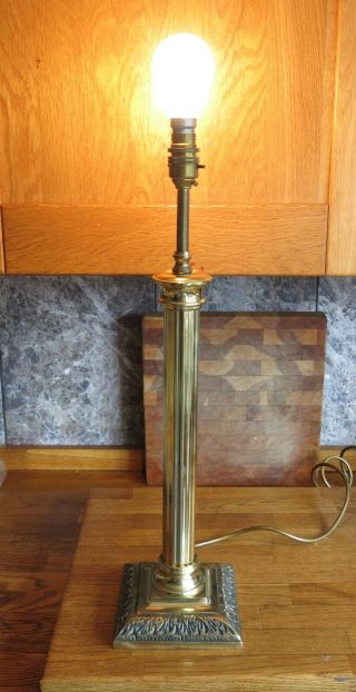 Vintage Brass Tall Corinthian Column Table Lamp