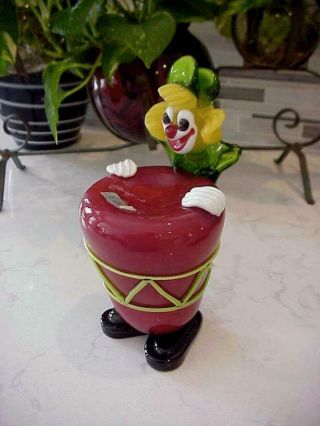 VINTAGE HAND BLOWN MURANO GLASS TOSCANY ITALY CLOWN FIGURINE RING HOLDER? 2