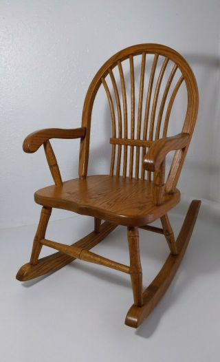 Vintage Doll/child Oak Wood Rocking Chair Rocker - Furniture