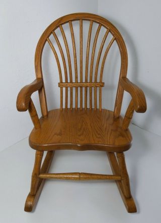 Vintage Doll/Child Oak Wood Rocking Chair Rocker - Furniture 2