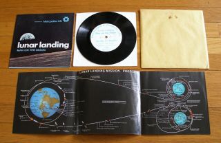 Nasa Apollo 11 Mission 1969 Doubleday 7 " Ep " Lunar Landing Man On The Moon " Nm