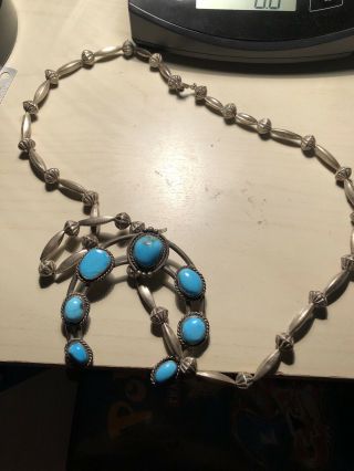 Vintage Navajo Squash Blossom Necklace Sterling Silver 3