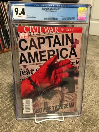 Captain America 25 Cgc 9.  4 (apr 2007,  Marvel) Death Of Captain America